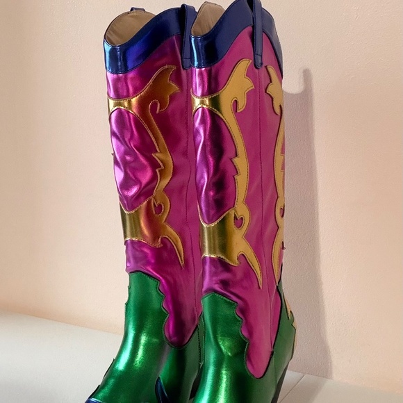 Cape Robbin Metallic Multi Color 3" Block Heel Western Cowboy Boots - Picture 3 of 9